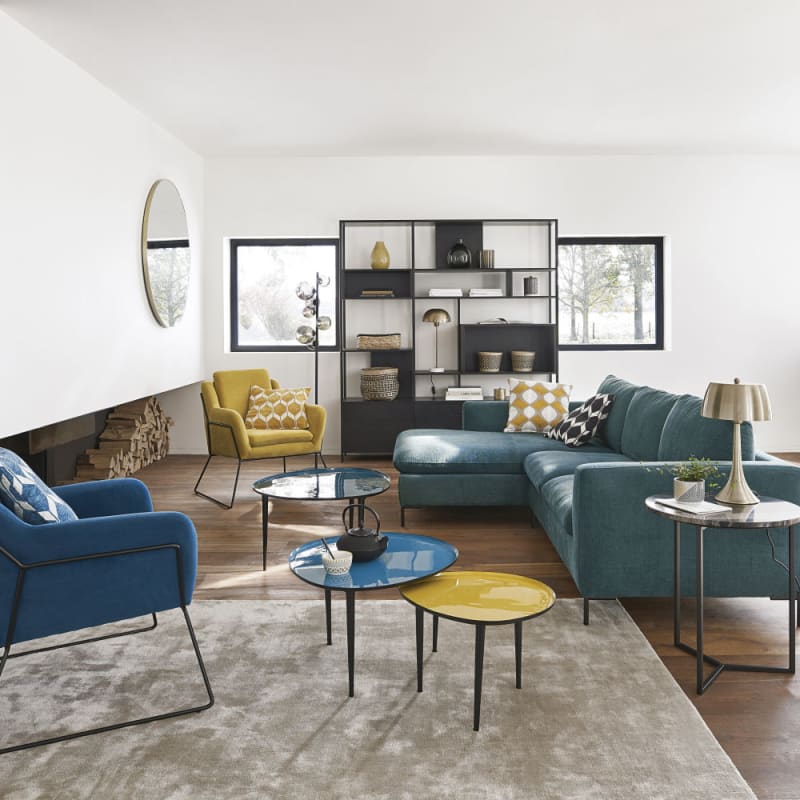 Fauteuil en velours jaune moutarde - miniature 6