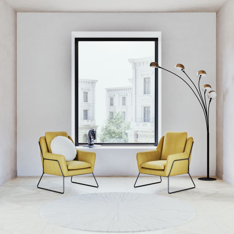 Fauteuil en velours jaune moutarde - miniature 5