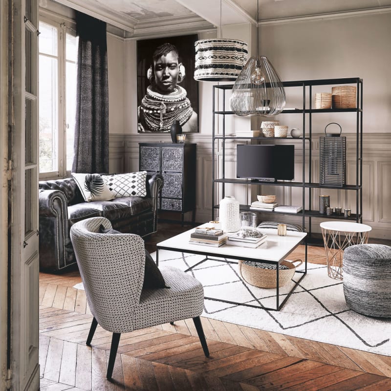 Fauteuil en velours motifs noirs et blancs - miniature 11