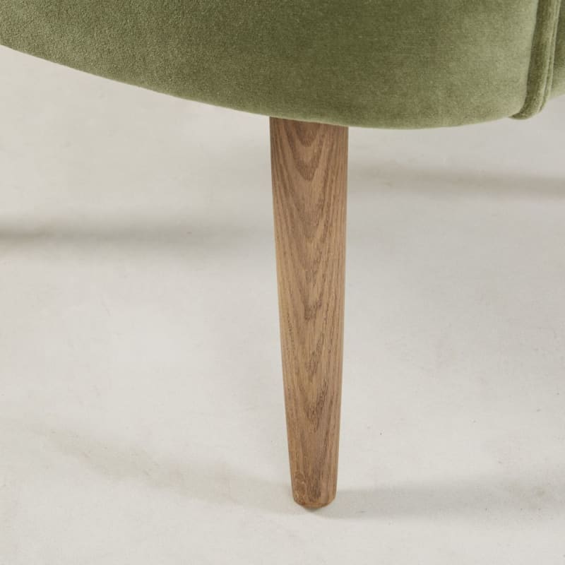 Fauteuil en velours vert kaki effet vieilli - miniature 7