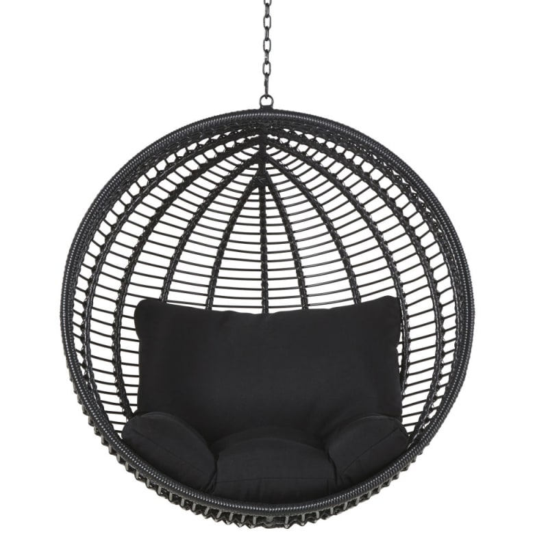 Fauteuil suspendu extérieur en résine noire (pied vendu séparément) - miniature 2