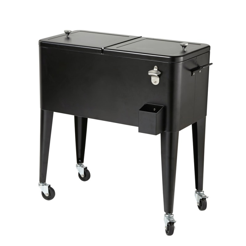 Kit glacière de jardin à roulettes en métal noir - miniature 4
