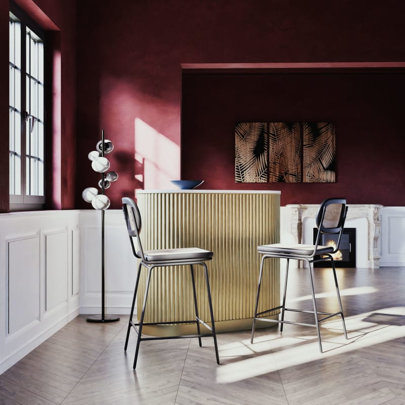 Lampadaire 7 globes en verre fumé et métal noir H155 - miniature 3