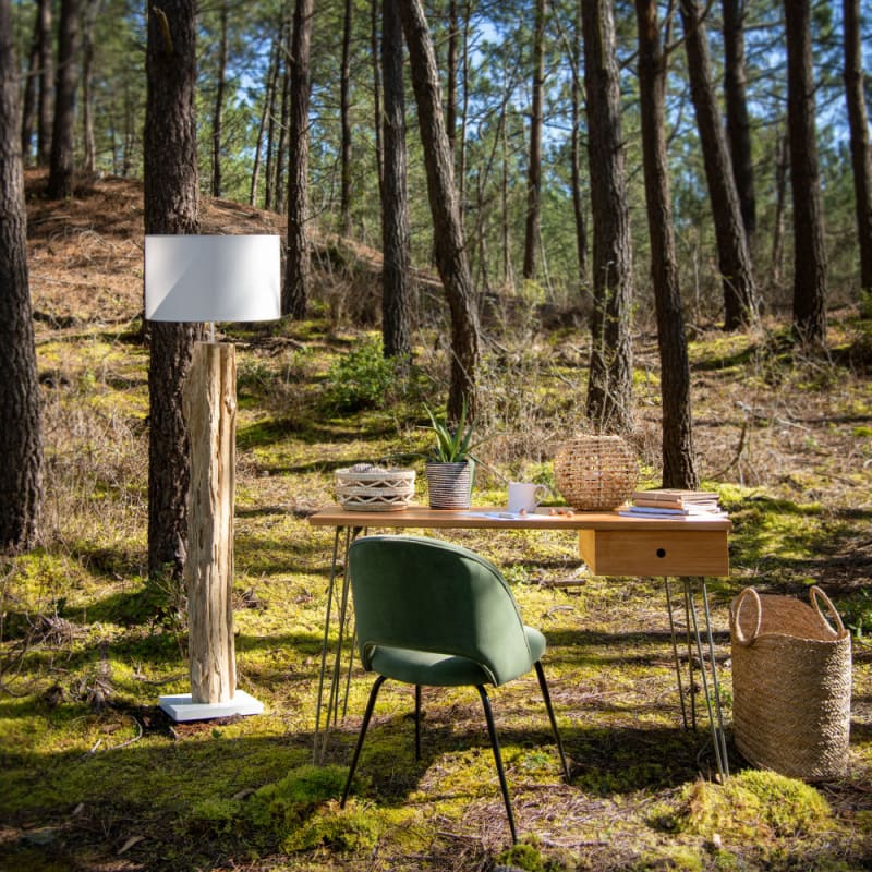 Lampadaire avec abat-jour en coton ivoire H169 - miniature 9