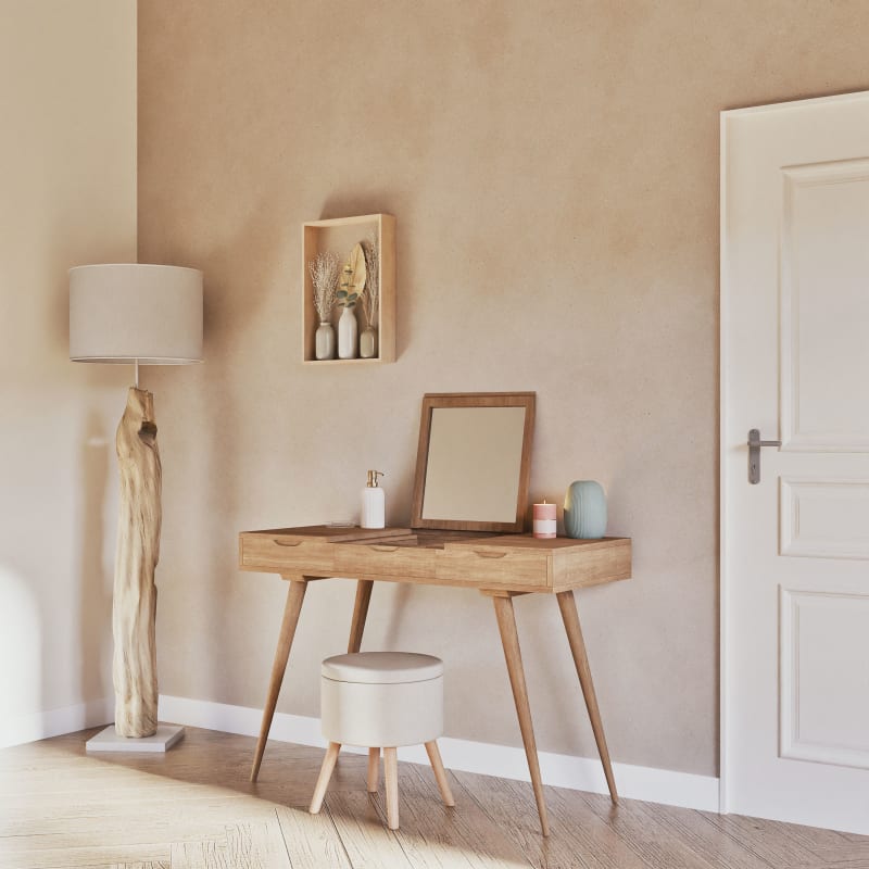 Lampadaire avec abat-jour en coton ivoire H169 - miniature 5