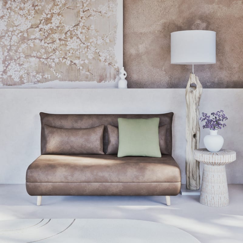 Lampadaire avec abat-jour en coton ivoire H169 - miniature 4