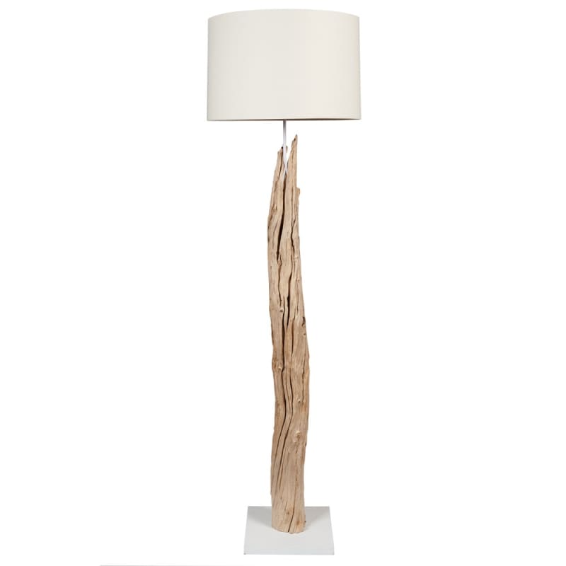 Lampadaire avec abat-jour en coton ivoire H169 - miniature 2