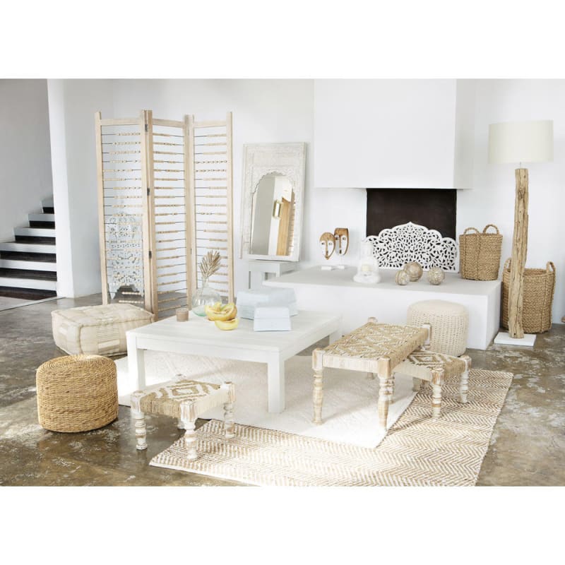 Lampadaire avec abat-jour en coton ivoire H169 - miniature 13