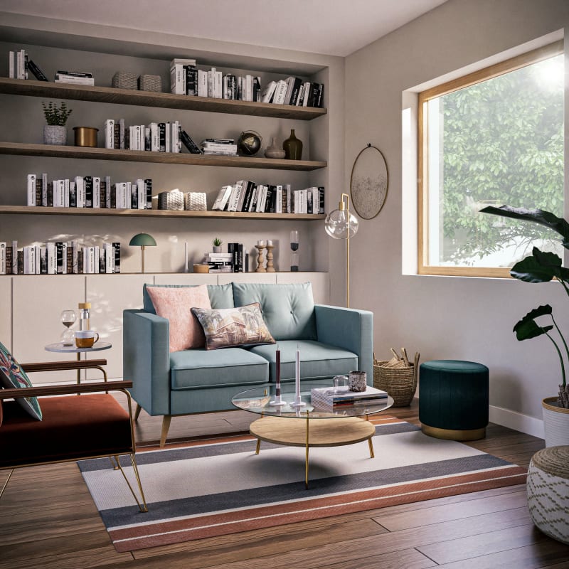 Lampadaire globe en verre et métal doré H155 - miniature 6