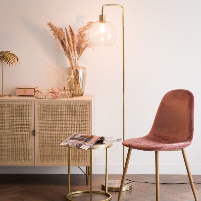 Lampadaire globe en verre et métal doré H155 - miniature 13