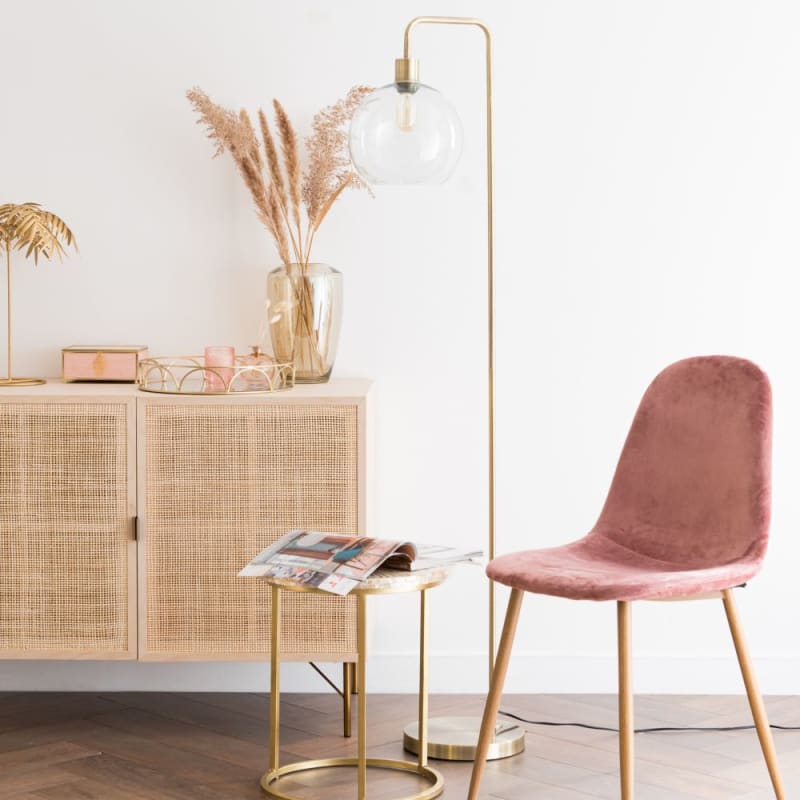 Lampadaire globe en verre et métal doré H155 - miniature 14