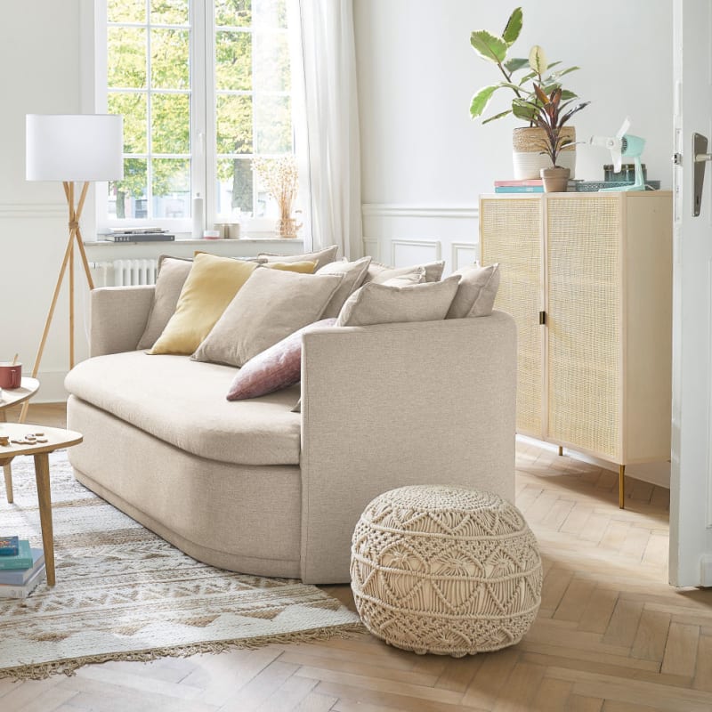 Lampadaire trépied en bambou abat-jour blanc H154 - miniature 3