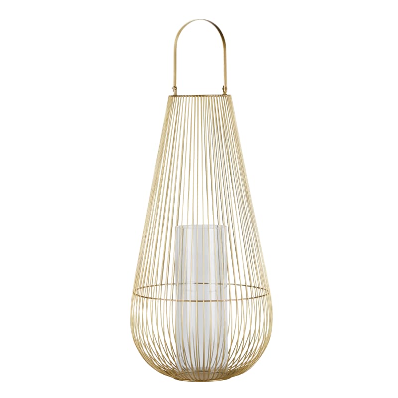 LANTERNA METALLO/VETRO 16X16 CM H.18 CM ORO MATT - PuntoUno