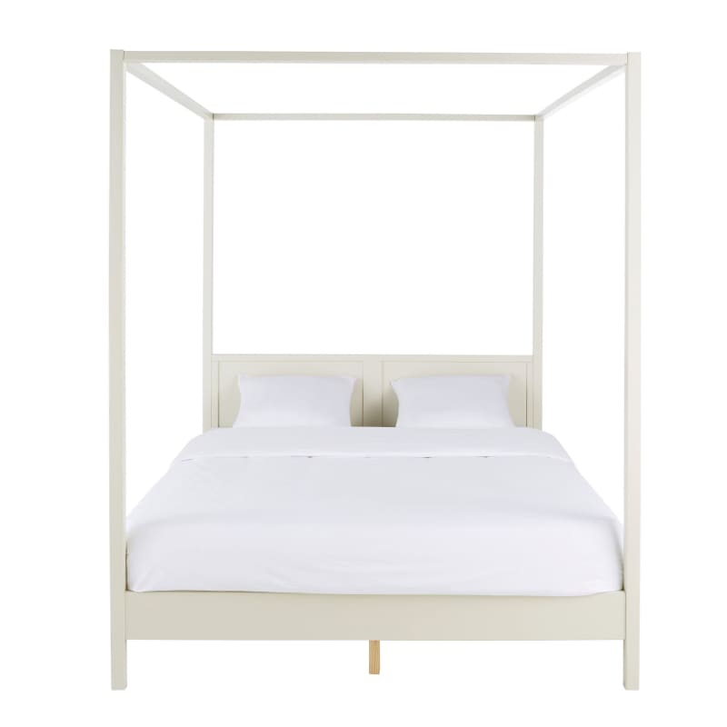 Lit à baldaquin en bois de pin beige 160x200