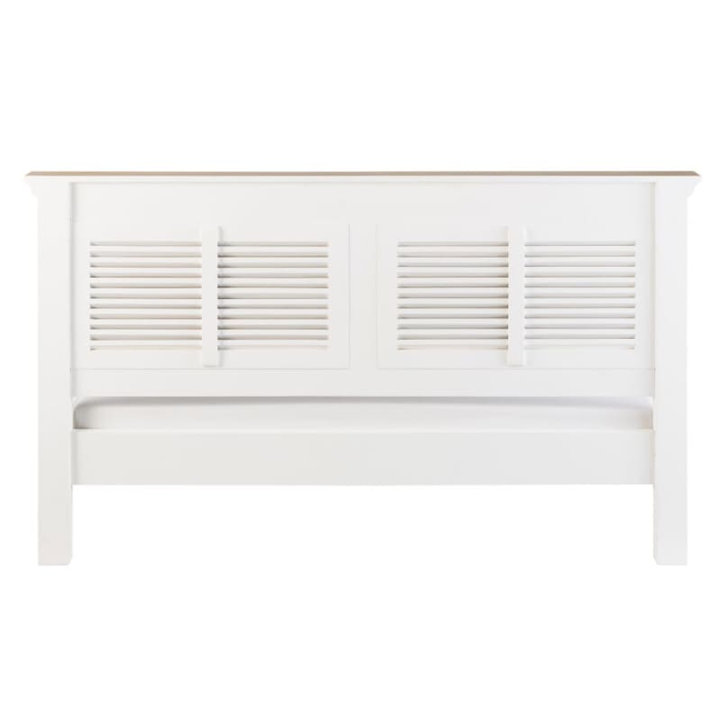 Lit en bois de manguier massif blanc 160x200 - miniature 5