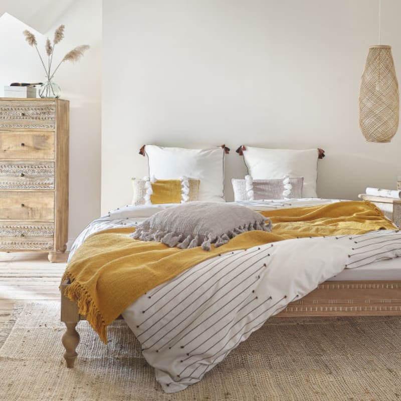 Lit en bois de manguier massif sculpté 160x200 - miniature 6