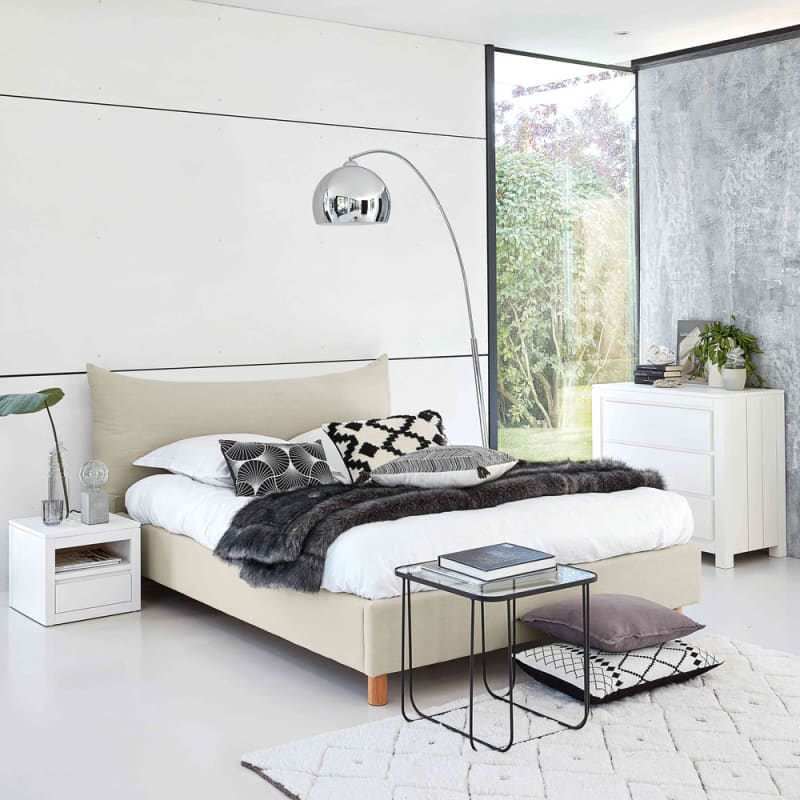 Lit en textile beige 160x200 - miniature 7