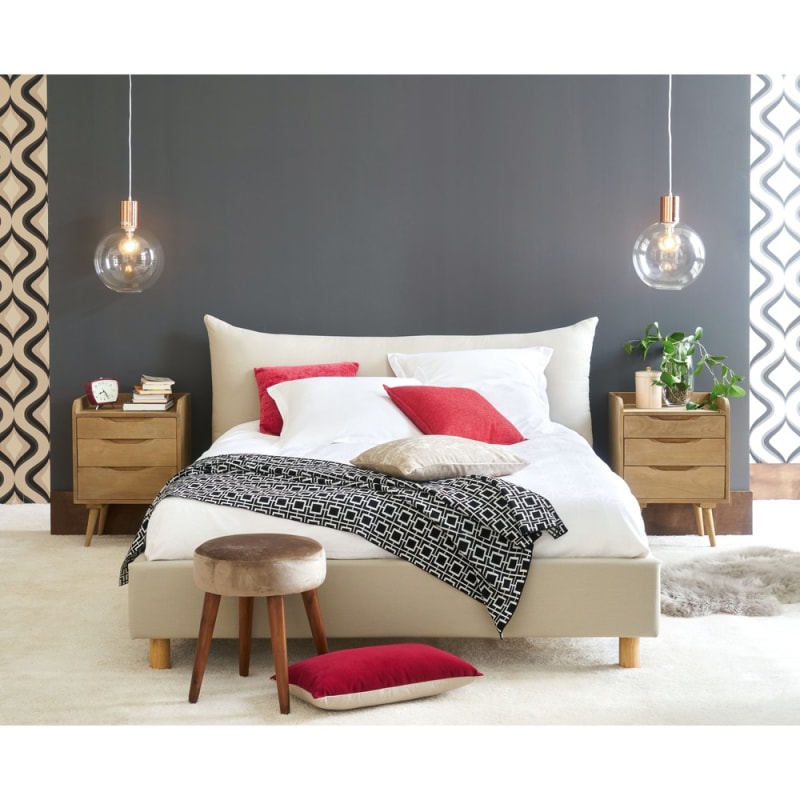 Lit en textile beige 160x200 - miniature 5