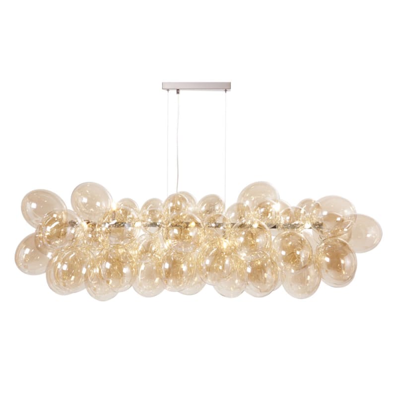 Lustre en métal et globes en verre ambré - miniature 2