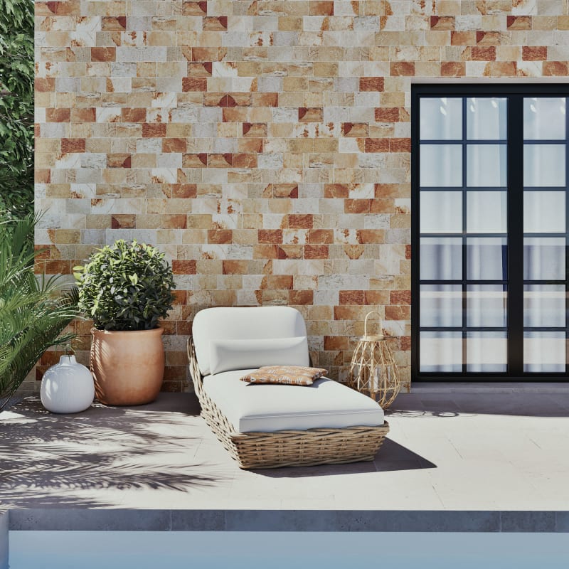 Méridienne de jardin en rotin et coussins écrus - miniature 2