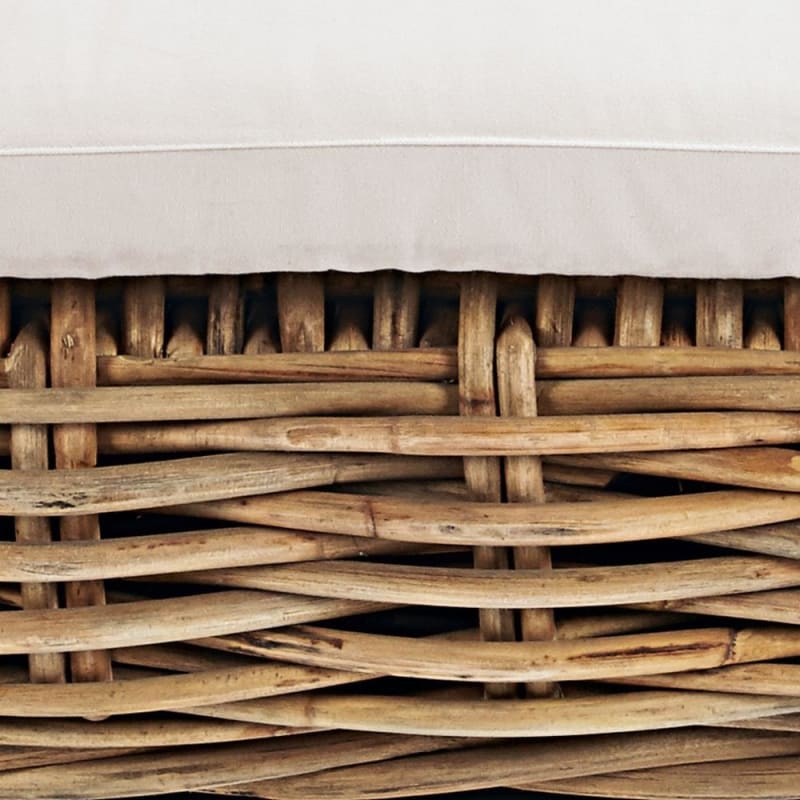 Méridienne pour canapé de jardin modulable en rotin et coussins écrus - miniature 3