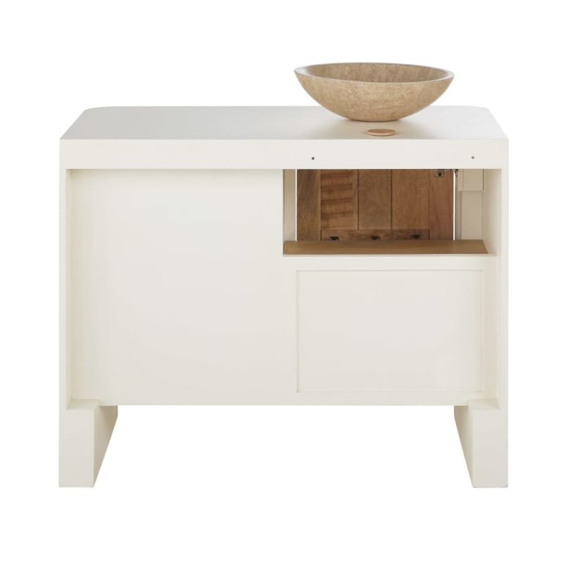 Meuble 1 vasque en bois de manguier beige et blanc crème - miniature 3
