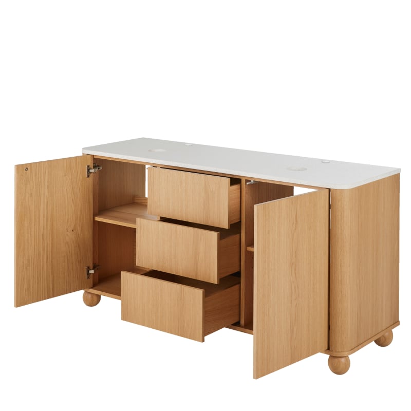 Meuble double vasque salle de bain 2 portes 3 tiroirs - miniature 3