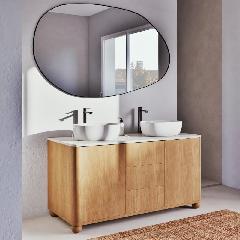 Meuble double vasque salle de bain 2 portes 3 tiroirs - miniature 6