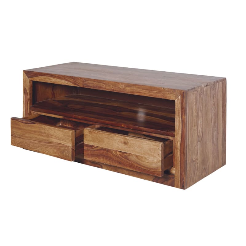 Meuble TV 2 tiroirs en sheesham massif - miniature 2