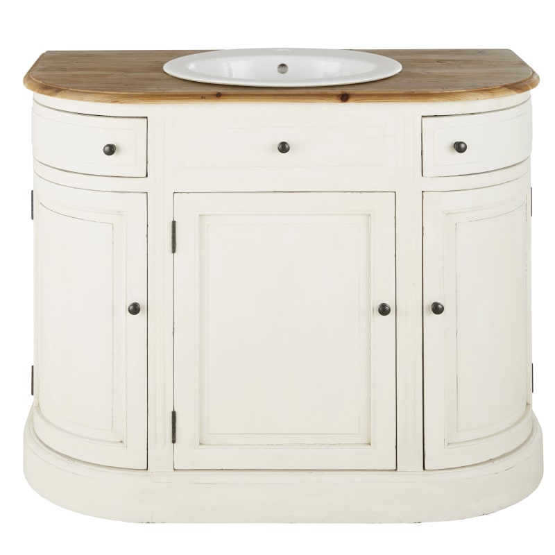 Meuble vasque de salle de bains 2 tiroirs 3 portes ivoire