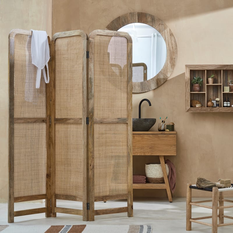 Meuble vasque en bois et pierre de rivière - miniature 5