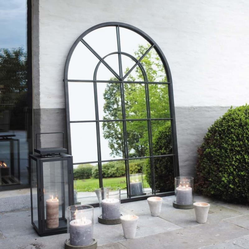 Miroir fenêtre arche en métal noir 92x135 - miniature 7