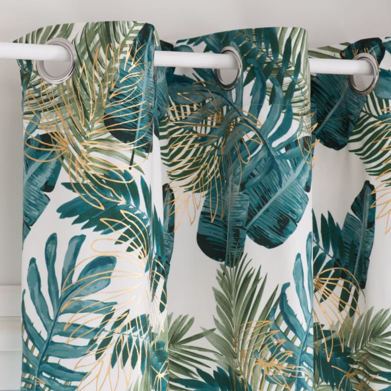 Rideau à œillets blanc imprimé exotique à l'unité 110x250 - miniature 2