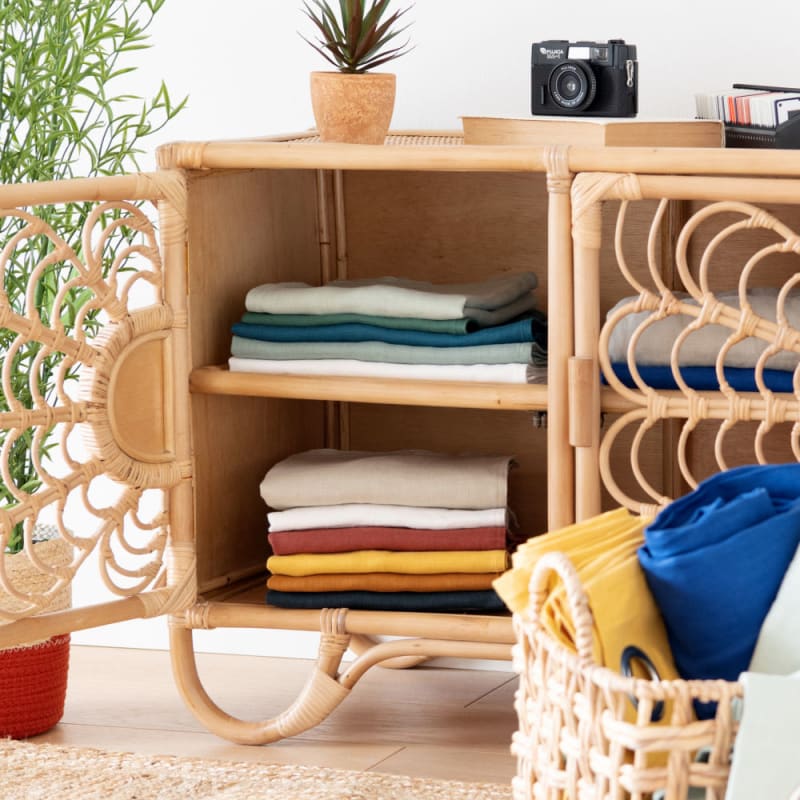 Rideau à œillets en lin lavé blanc à l'unité 130x300 - miniature 5