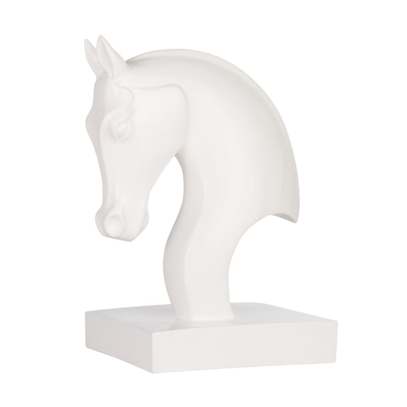 SENXINWEI Statue en résine en forme de tête de cheval, sculpture moderne en forme de tête de cheval, sculpture d'art animal, artisanat parfait fait à la main (blanc