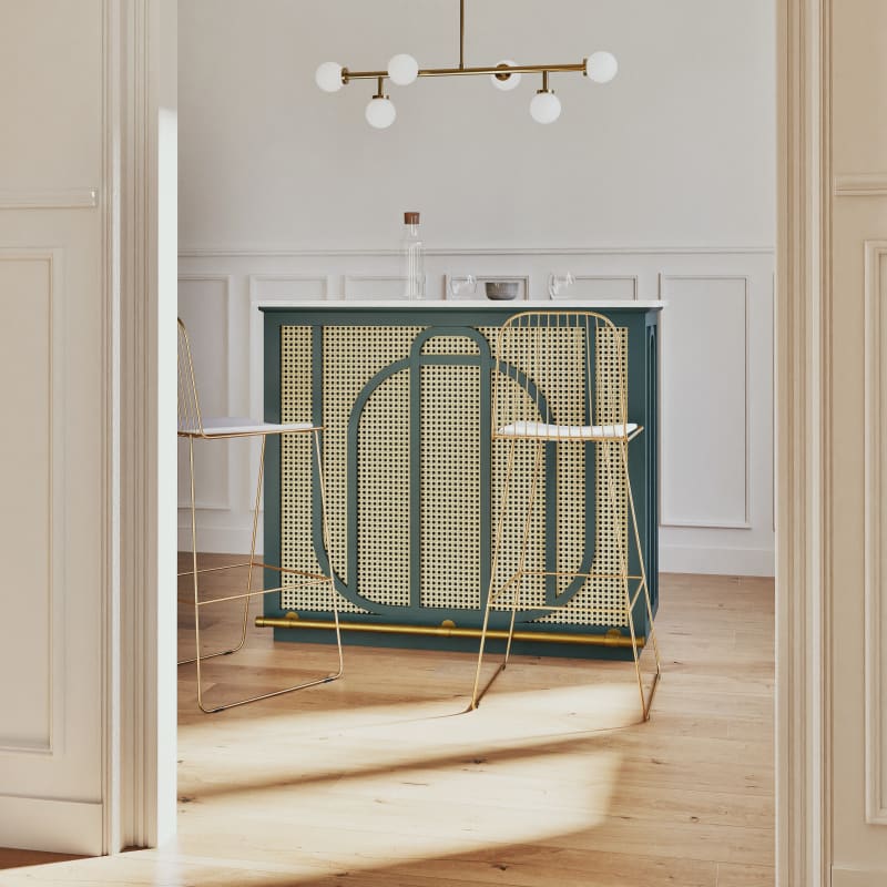 Suspension 6 globes en verre opaline et métal doré - miniature 8