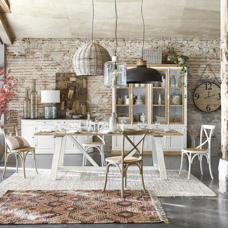 Suspension industrielle en métal effet vieilli et bois de manguier - miniature 6