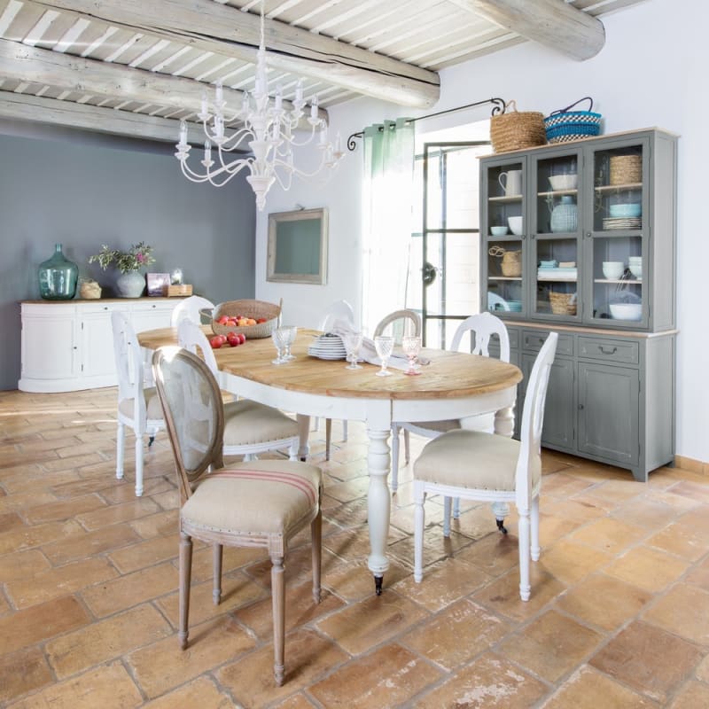 Table à manger extensible à roulettes en bois recyclé et bois de peuplier 6/14 personnes L125/325 - miniature 10