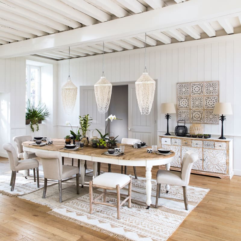 Table à manger extensible à roulettes en bois recyclé et bois de peuplier 6/14 personnes L125/325 - miniature 8