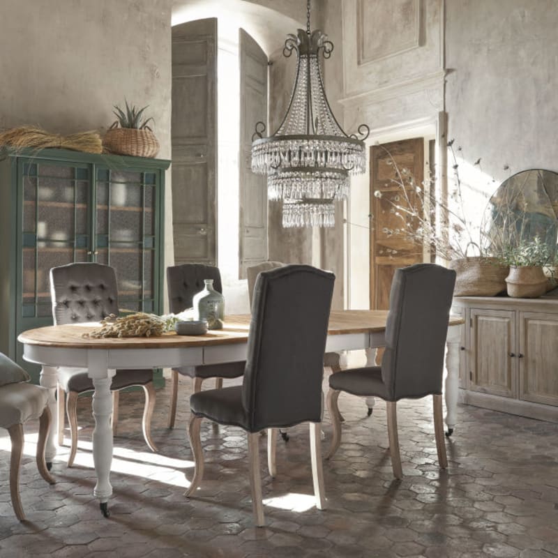 Table à manger extensible à roulettes en bois recyclé et bois de peuplier 6/14 personnes L125/325 - miniature 7