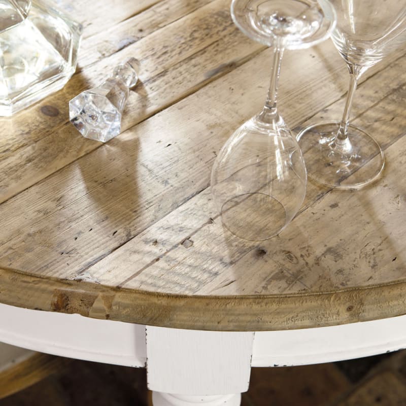 Table à manger extensible à roulettes en bois recyclé et bois de peuplier 6/14 personnes L125/325 - miniature 4