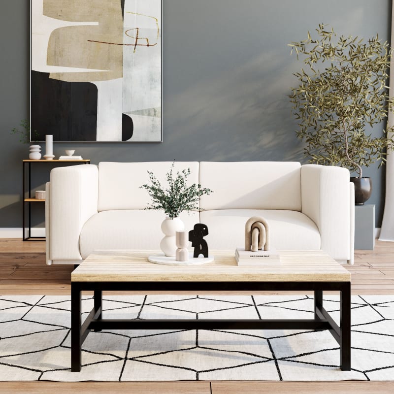 Table basse industrielle en bois de sapin massif et métal L100 - miniature 5