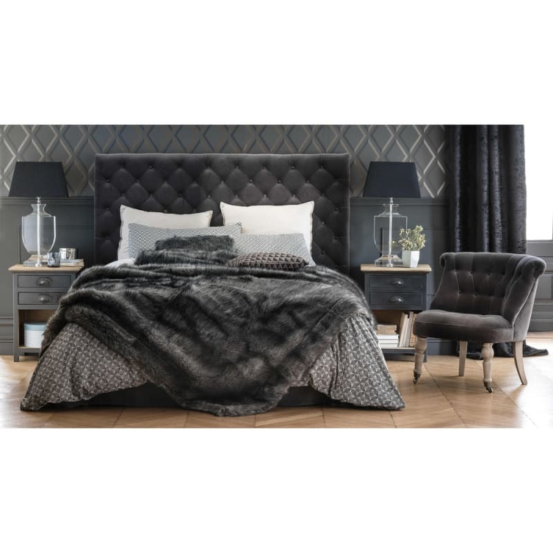 Table de chevet 2 tiroirs en manguier gris - miniature 8