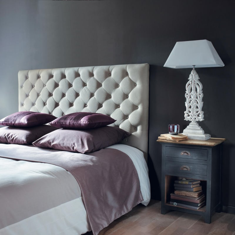 Table de chevet 2 tiroirs en manguier gris - miniature 10