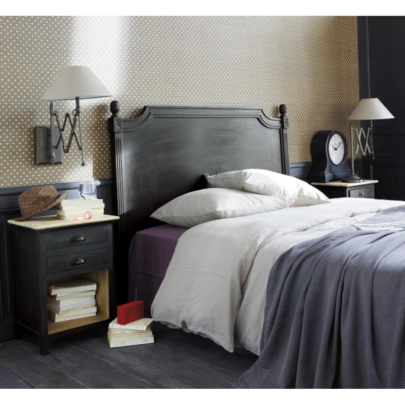 Table de chevet 2 tiroirs en manguier gris - miniature 12