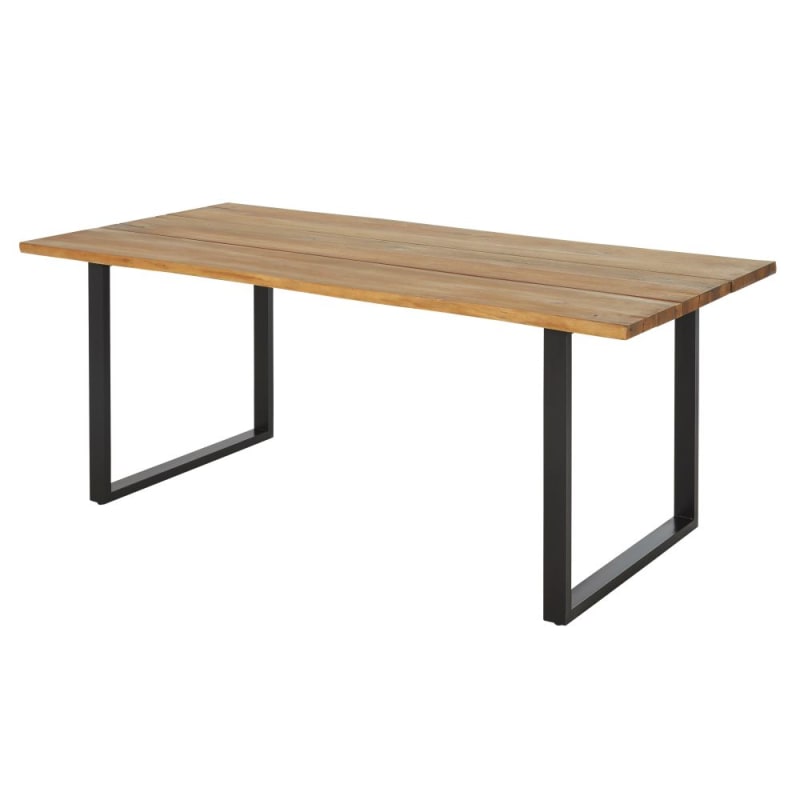 Table de jardin en acacia massif et acier noir 6/8 personnes L190 - miniature 3