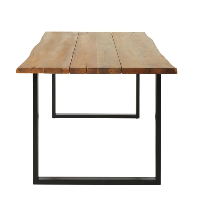 Table de jardin en acacia massif et acier noir 6/8 personnes L190 - miniature 2
