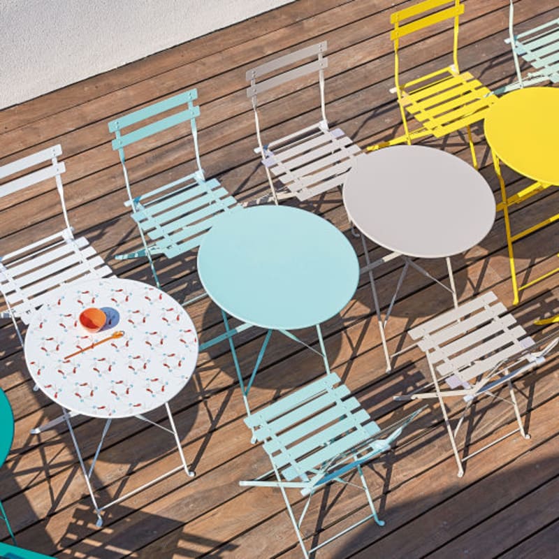 Table de jardin pliante en acier vert d'eau 2 personnes D60 - miniature 6