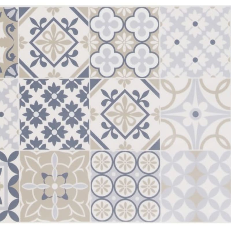 Tapis en vinyle motifs carreaux de ciment multicolores 50x80