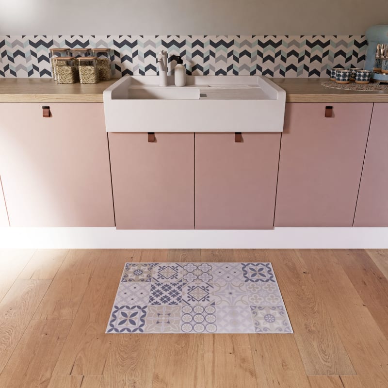 Tapis en vinyle motifs carreaux de ciment multicolores 50x80 - miniature 3